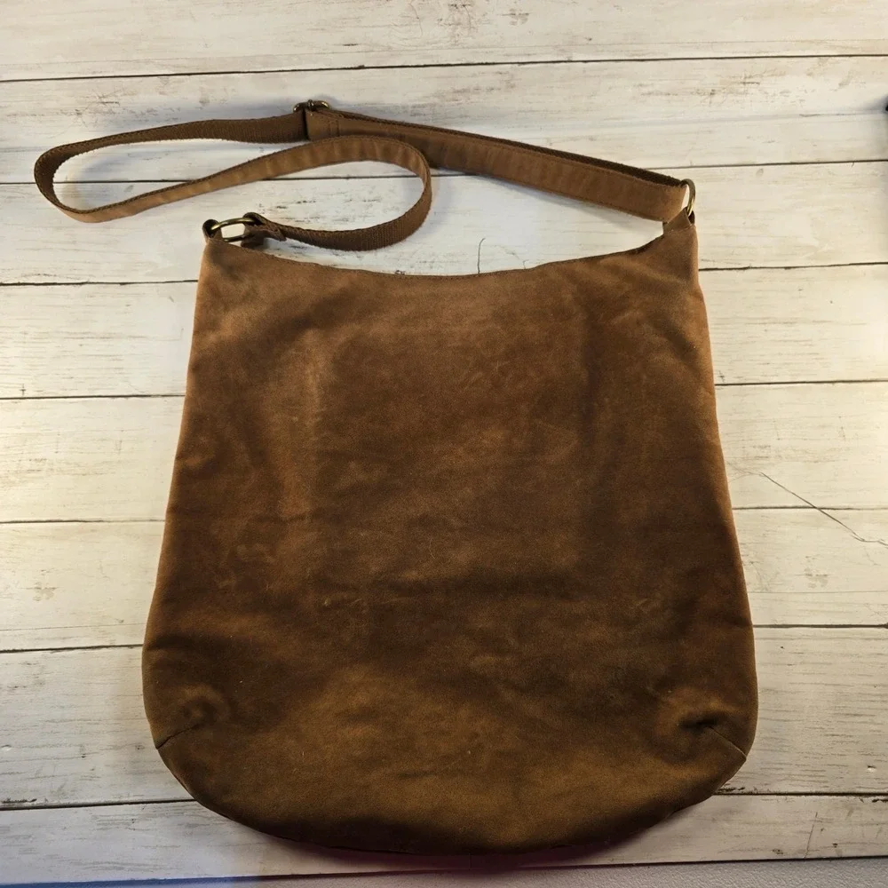 T-Shirt & Jeans Brown Faux Suede Studded Mandala Crossbody Hobo Bag Large Boho